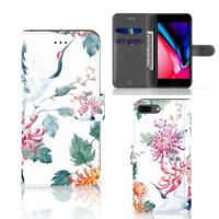 Apple iPhone 7 Plus | 8 Plus | Telefoonhoesje | Met pasjeshouder | Bird Flowers