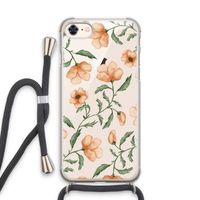 Peachy flowers: iPhone 7 Transparant Hoesje met koord