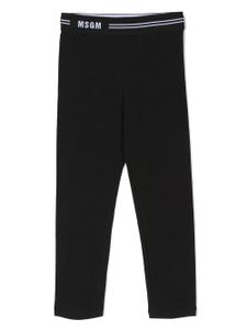 MSGM Kids legging en coton à taille à logo - Noir