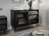 Dressoir AURALU 1 deur 3 lades zwart Dressoir AURALU 1 deur 3 lades zwart
