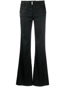 Diesel pantalon évasé en satin à taille basse - Noir