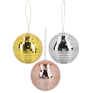 Disco spiegelballen set 3x stuks - mix kleuren - Dia 15 cm - Seventies/eighties thema versiering