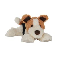 Warmte/magnetron opwarm knuffel - Hond/Terrier - wit/bruin - 33 cm - pittenzak - thumbnail