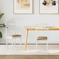 Eetkamerstoel 2 pcs Wit en Bruin Massief Rubberhout