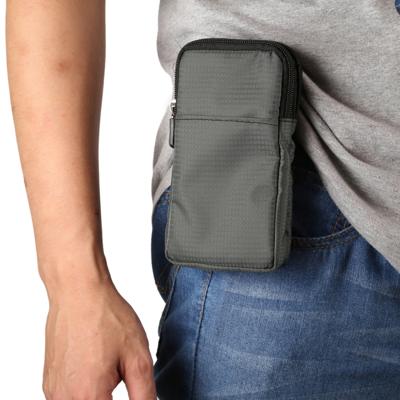 Multifunctionele casual sport mobiele telefoon dubbele rits taille pack diagonale tas voor 6 9 inch of lager smartphones (donkergrijs)
