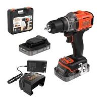 18V accuboormachine + 2 x 2Ah accu's + lader - BLACK&DECKER - BCD382D2XK-QW - met draagtas