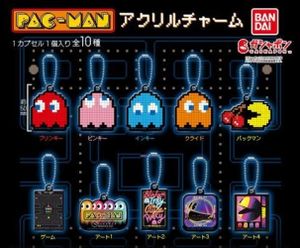 Pac-Man Gashapon Acrylic Keychain - Blinky, Inky, Clyde & Pinky Neon Sign