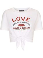 Dolce & Gabbana t-shirt noué à logo imprimé - Blanc - thumbnail