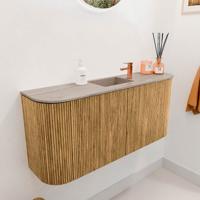 Toiletmeubel Mondiaz Joya Dlux | 93.2 cm | Meubelkleur Oak | Faye wastafel Saba Wasbak Midden | 1 kraangat