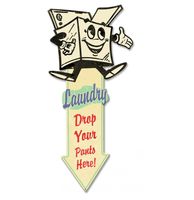 Laundry Arrow Down Zwaar Metalen Bord 60 x 28 cm - thumbnail