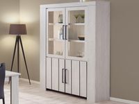 Vitrinekast GILLY 4 deuren gebleekt eik zonder LED - thumbnail