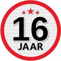 10x 16 Jaar leeftijd stickers rond verjaardag versiering - Feeststickers