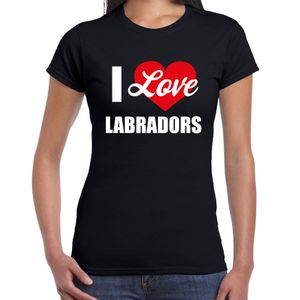 I love Labradors honden t-shirt zwart voor dames