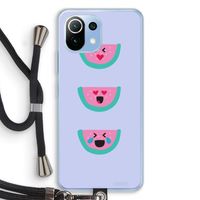 Smiley watermeloen: Xiaomi Mi 11 Lite Transparant Hoesje met koord