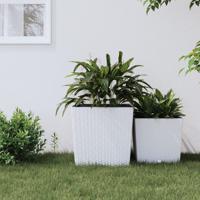 VidaXL Plantenbak met uitneembare bak rattan-look 37/64 l pp wit