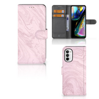 Motorola Moto G52 | Moto G82 Bookcase Marble Pink - Origineel Cadeau Vriendin - thumbnail