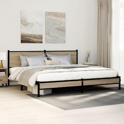 Bedframe zonder matras metaal sonoma eikenkleur 200x200 cm