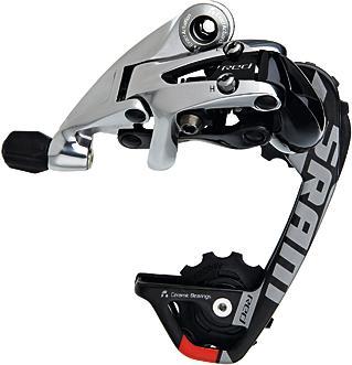 SRAM rear derail."red" 10-sp med. cage gr/b