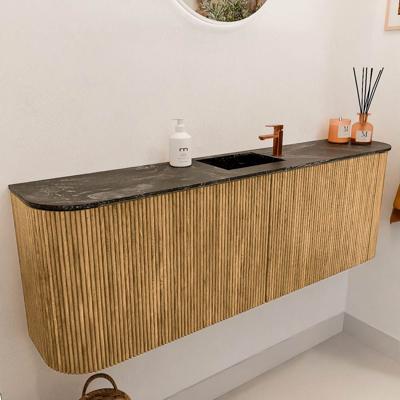 Toiletmeubel Mondiaz Joya Dlux | 123.2 cm | Meubelkleur Oak | Faye wastafel Lava Wasbak Midden | 1 kraangat