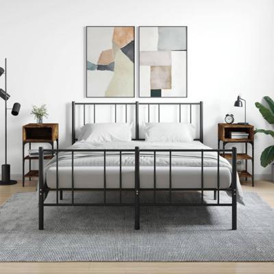 Nachtkastjes 2 st 35x34,5x70 cm bewerkt hout gerookt eikenkleur