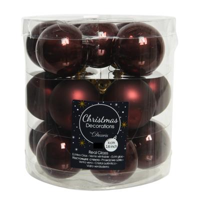 Kleine kerstballen - 36x st - mahonie bruin - D4 cm - glas - kerstversiering Kleine kerstballen - 36x st - mahonie bruin - D4 cm - glas - kerstversiering