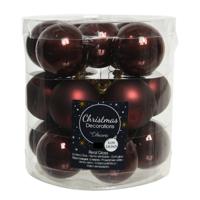 Kleine kerstballen - 36x st - mahonie bruin - D4 cm - glas - kerstversiering