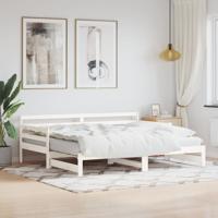 Slaapbank met onderschuifbed 90x190 cm massief grenenhout wit