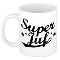 Super juf bedankt koffie mok - drink beker - cadeau - wit - 300 ml - keramiek