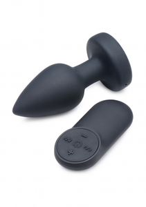 Silicone Vibrating LED Plug - Large - Black