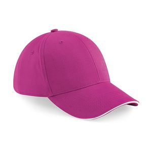 6-panel baseballcap fuchsia roze/wit voor volwassenen