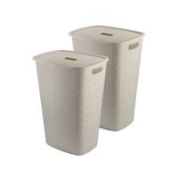 Curver Softex Wasmand met Deksel 56L - 2 stuks - Beige - thumbnail