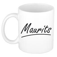 Maurits Naam koffiemok - beker - met sierlijke letters - wit - 300 ml - Cadeau - Heren