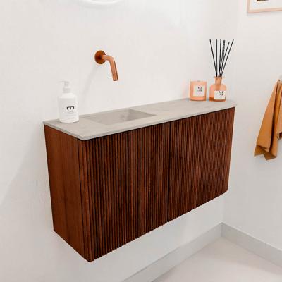 Toiletmeubel Mondiaz Joya Dlux | 81.6 cm | Meubelkleur Ruby | Faye wastafel Opalo Wasbak Links | Zonder kraangat(en)