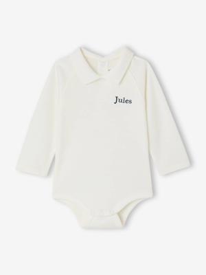 Baby body voor jongens van biologisch katoen ecru