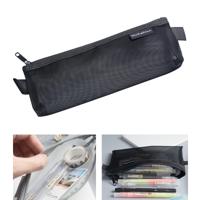 Nylon eenvoudige transparante mesh potlood Case Office School Supplies (kleine zwarte)