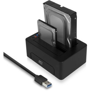 ACT Connectivity 2,5" en 3,5" SATA dual harde schijf docking station dockingstation USB 3.2 Gen1 (5 Gbit/s)