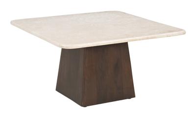 Brix Vierkante Salontafel 'Bottecino' Marmer en mangohout, 75 x 75cm