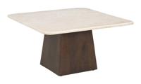 Brix Vierkante Salontafel 'Bottecino' Marmer en mangohout, 75 x 75cm