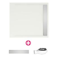 Douchevloer Xenz Easy Tray | 100x100 cm | Incl.Gootcover en Afvoersifon | Acryl | Vierkant | Wit mat
