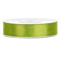 Decoratie satijn sierlint - limegroen - 12 mm x 25 meter - Cadeaulint satijnlint - verpakking