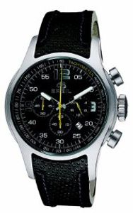 Breil horlogeband BW0171 Leder Zwart 21mm + grijs stiksel