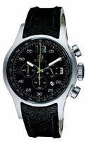 Breil horlogeband BW0171 Leder Zwart 21mm + grijs stiksel - thumbnail