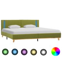 vidaXL Bedframe met LED stof groen 160x200 cm - thumbnail
