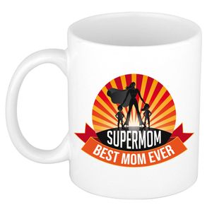 Supermom, best mom ever moederdag cadeau mok / beker wit