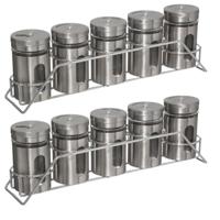 Kruidenrekje met 5 kruidenpotjes - Set van 2x stuks - 28 cm - RVS - Keukenkruiden potjes - Kruiden b
