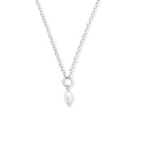Ketting Parel zilver-zoetwaterparel wit 2 mm 41 + 4 cm