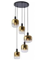 Freelight Hanglamp Vario 5 lichts Ø 50 cm goud glas zwart - thumbnail