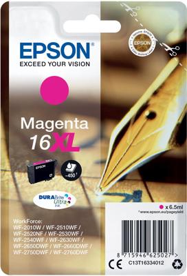 Epson inktcartridge 16XL, 450 pagina&apos;s, OEM C13T16334012, magenta