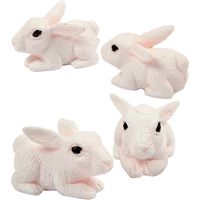 4x Miniatuur konijntjes/haasjes 1 cm   -