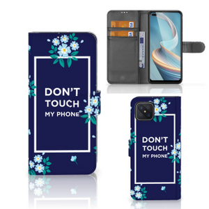 OPPO Reno4 Z Portemonnee Hoesje Flowers Blue DTMP